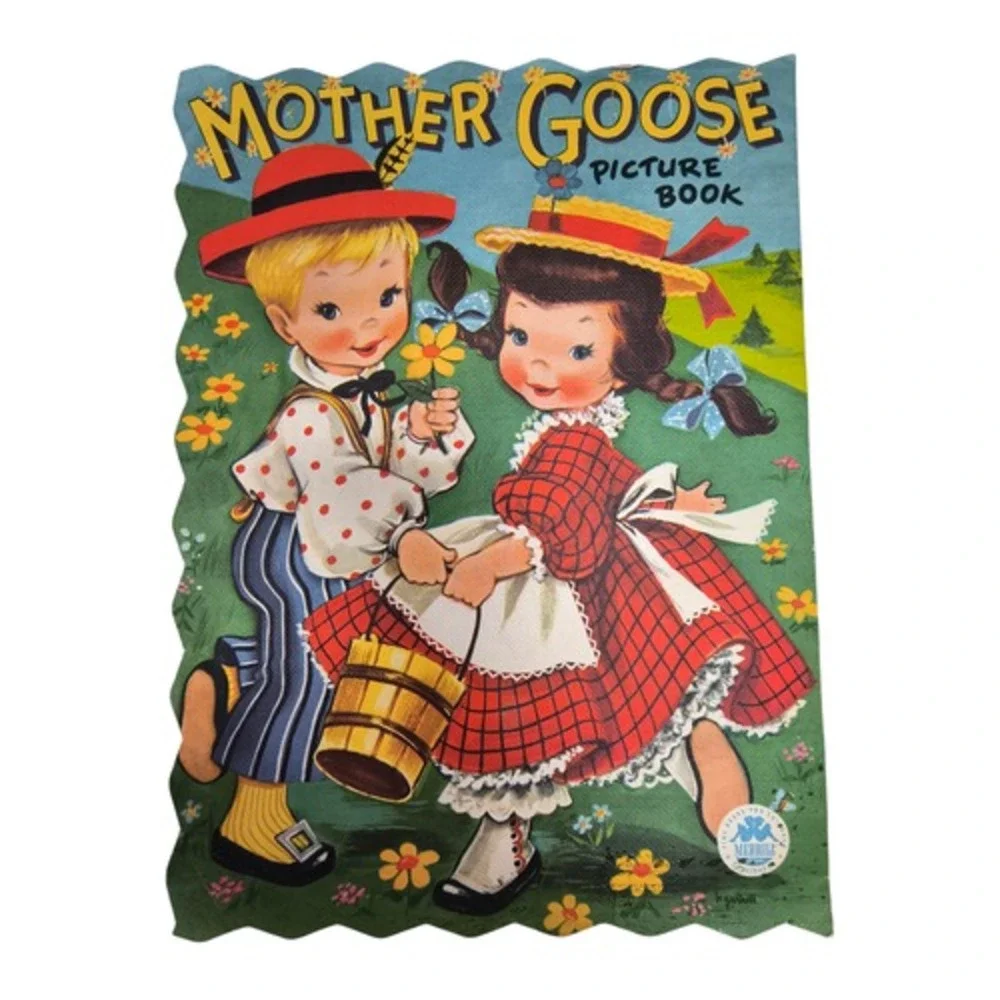 1948 Merrill Scallop Edge Gartrell Mother Goose Nursery Rhymes Softcover Book